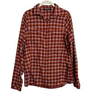 Arc'teryx Womens Addison Button Up Shirt Large Burnt Orange Plaid Long Sleeve